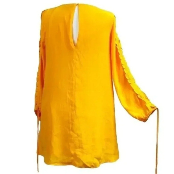 Zara Yellow Ruffle Long Sleeve Dress - Picture 3 of 5